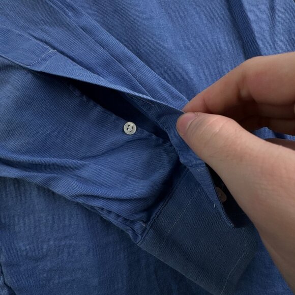 Salvatore Ferragamo Italian Long Sleeve Button Up Shirt Blue Size 16 Cotton - Picture 11 of 16